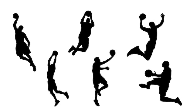 Basketball Players in Action Silhouettes