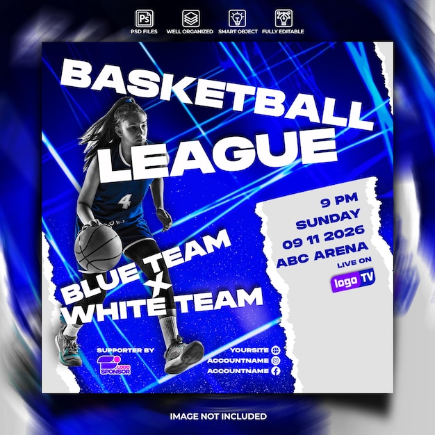 Basketball social media flyer template