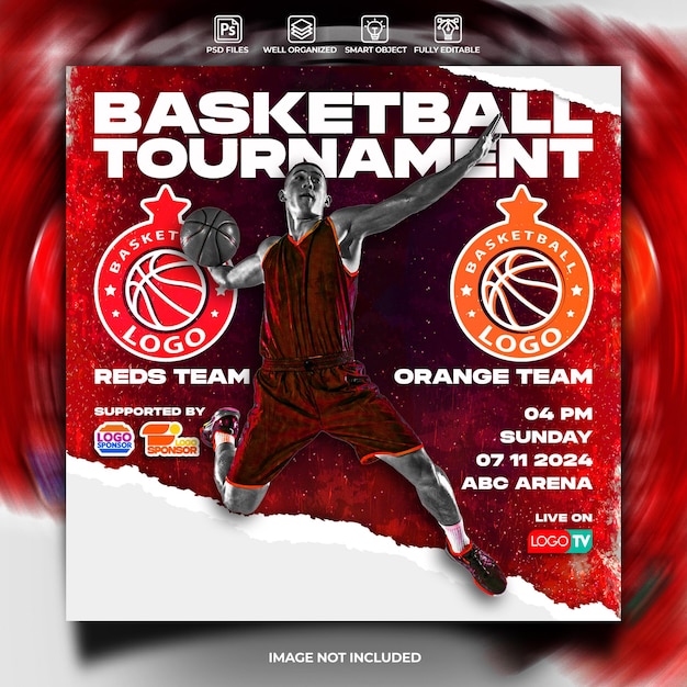 Basketball social media flyer template