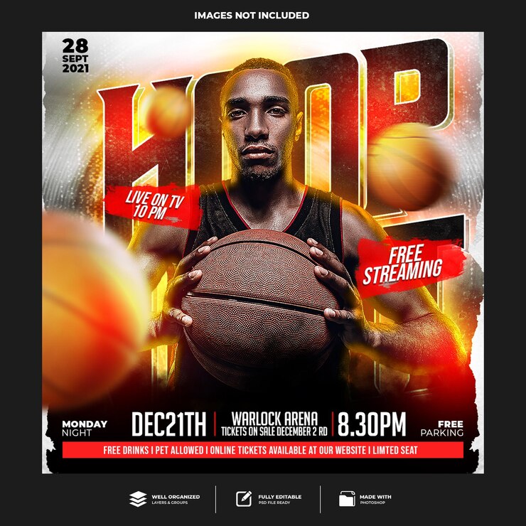 PSD basketball social media template