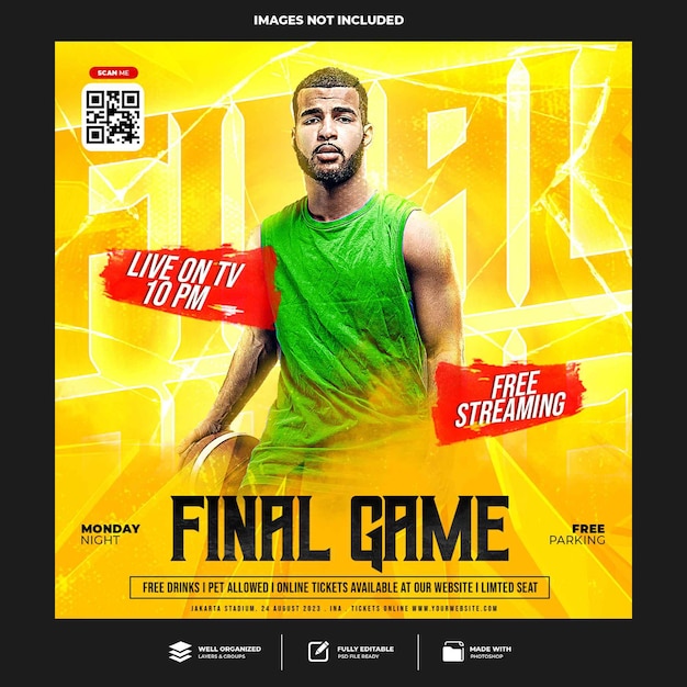 PSD basketball sport event flyer template premium