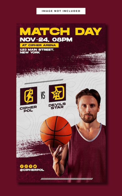 Basketball sport event match instagram story template