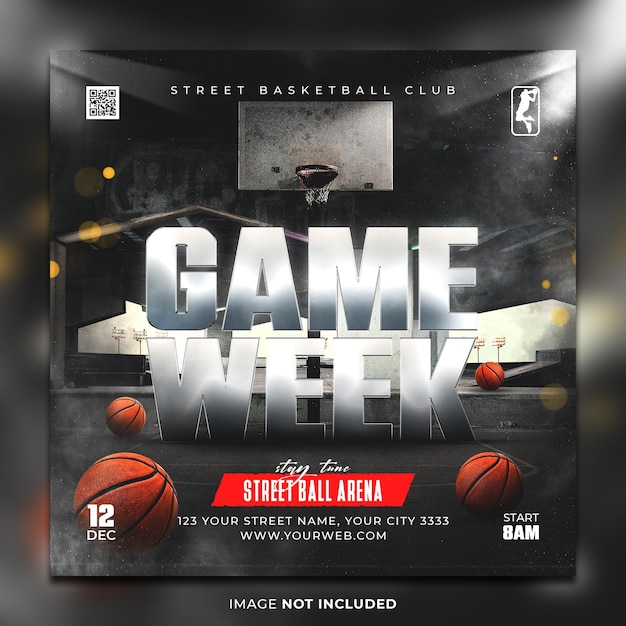 Basketball sport flyer instagram post template