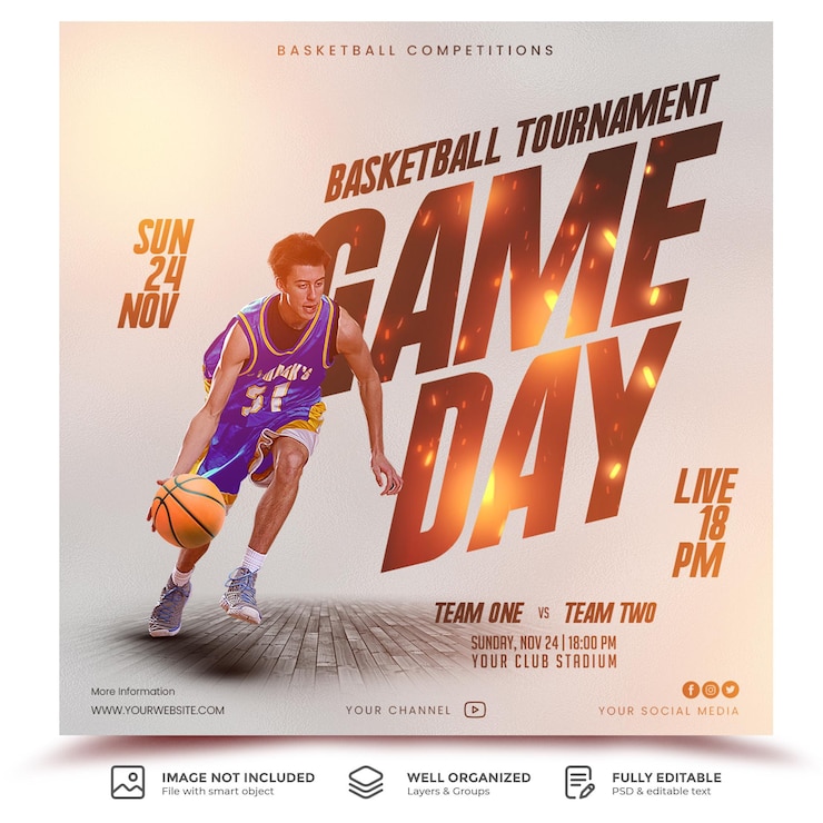 PSD basketball sports match day social media post