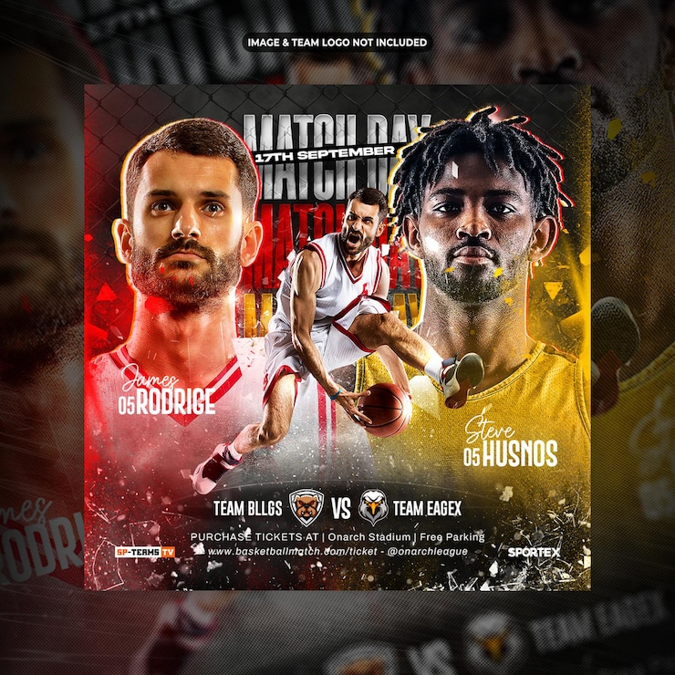 PSD basketball sports social media post or flyer promotion template