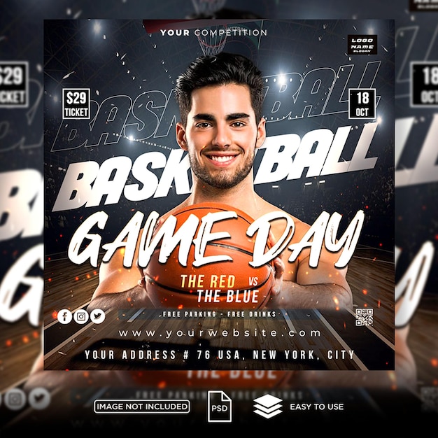 PSD basketball tournament event social media template