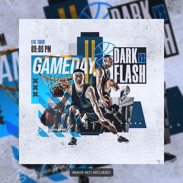 PSD basketball tournament flyer and social media instagram banner template