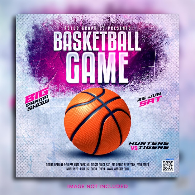 Basketball tournament flyer and social media instagram banner template
