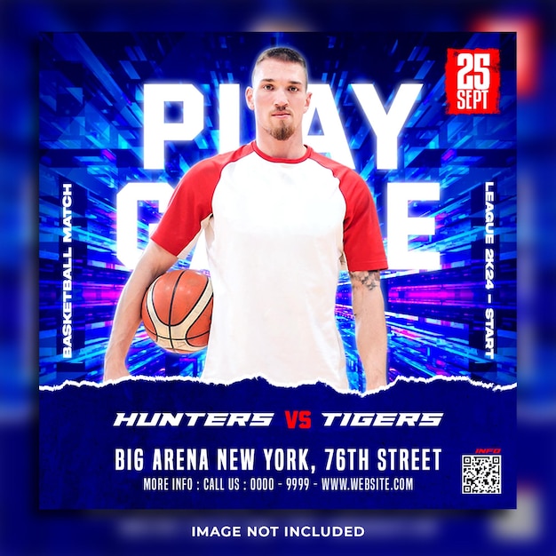 Basketball tournament flyer and social media instagram banner template