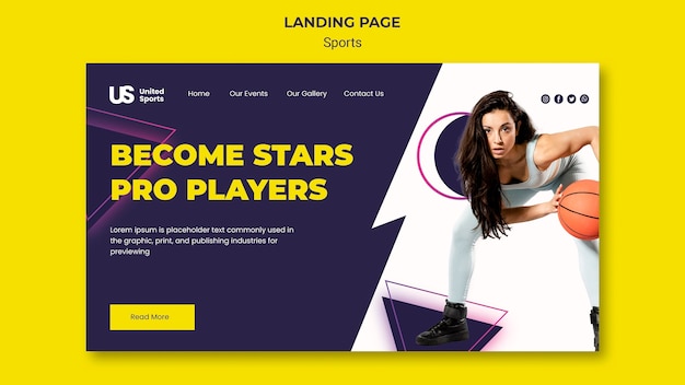 PSD basketball tournament landing page template