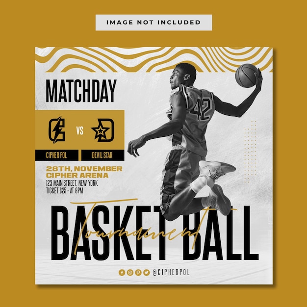 PSD basketball tournament social media instagram template