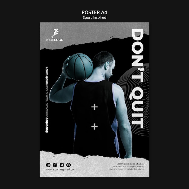 PSD basketball training ad template poster