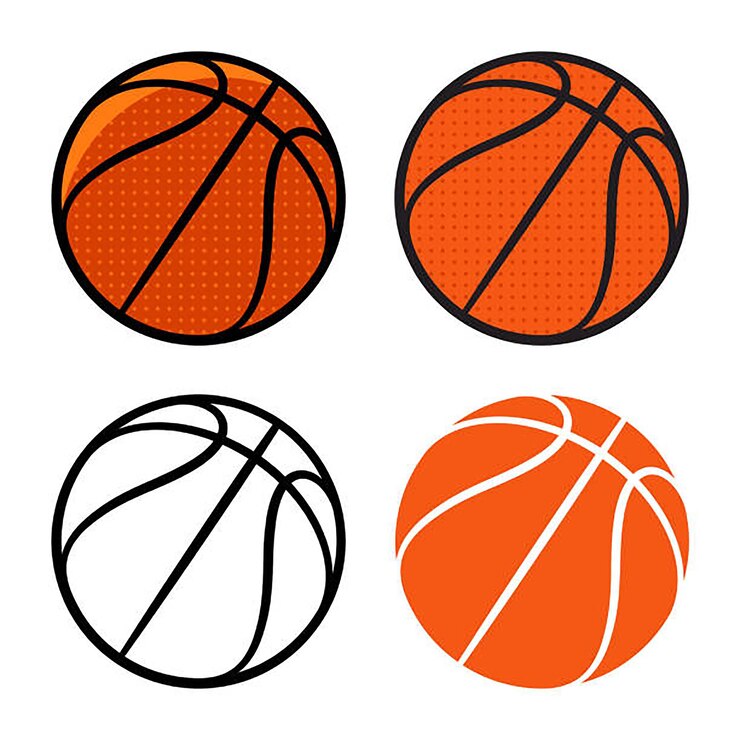 a basketball with orange and black stripes and a white background