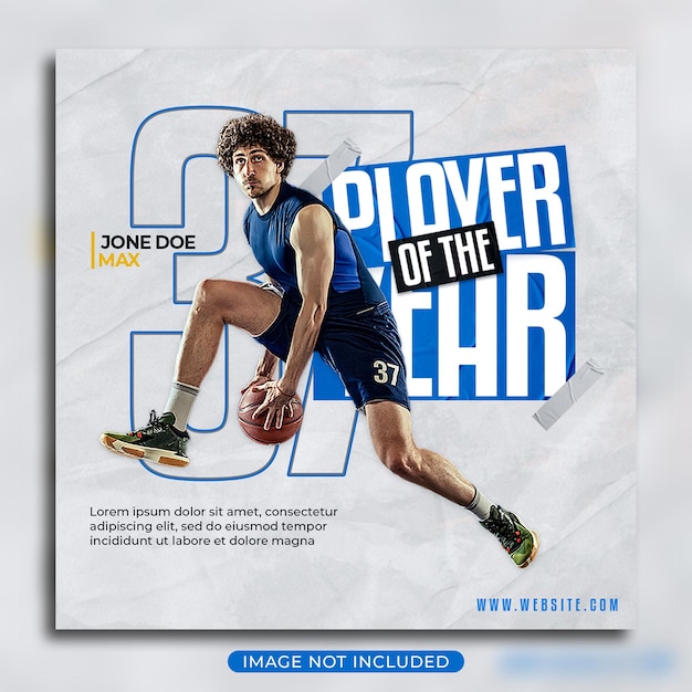 Basketbalspeler van het jaar flyer en social media instagram-bannersjabloon