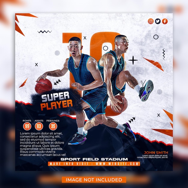 Basketbalspeler van het jaar flyer en social media instagram-bannersjabloon