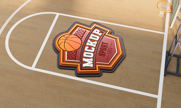 PSD basketbalveld logo mock-up ontwerp