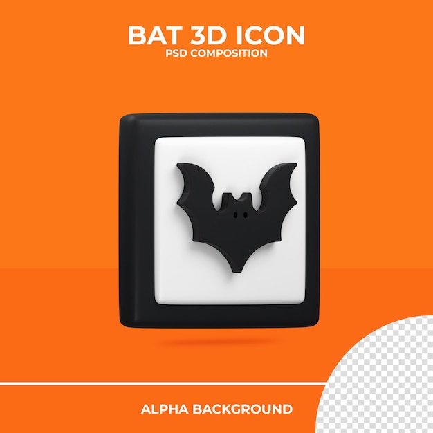 PSD bat 3d rendering icon halloween premium psd