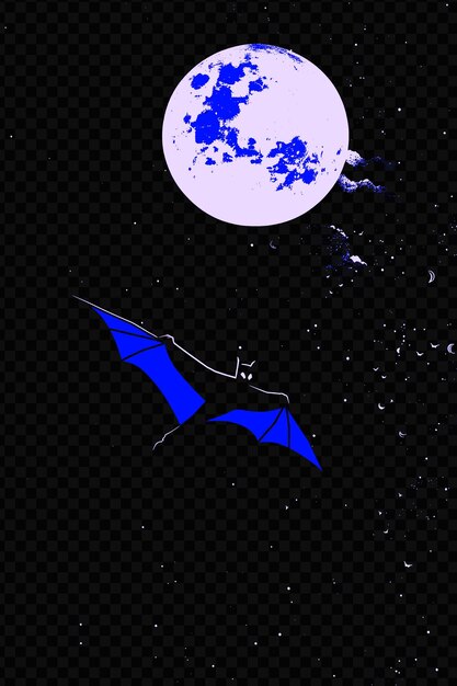 Bat flying in the night sky with a full moon background post psd art design concept poster banner