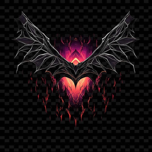 PSD bat moonlit cave swooping neon lines bats wings cave entranc png y2k shapes transparent light arts