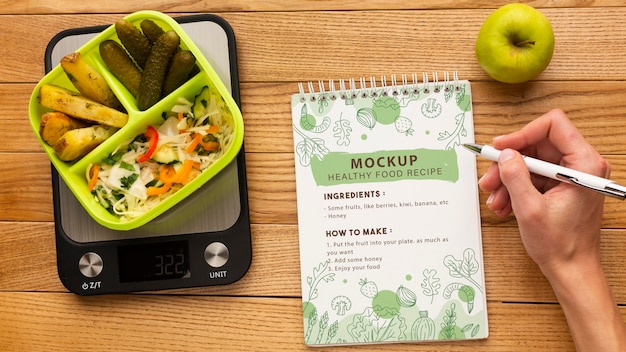 Batch cooking with notebook mockup