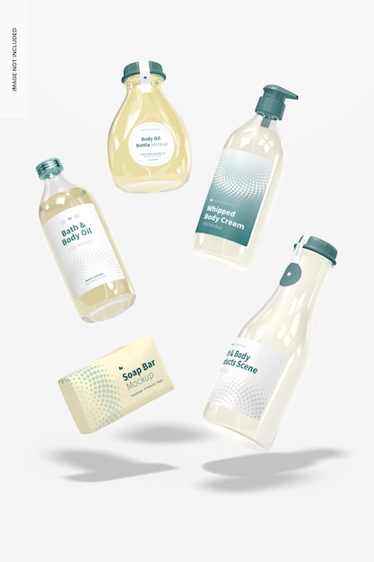 Bath and Body Products Mockup, Floating