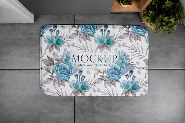 Bath rug mockup design