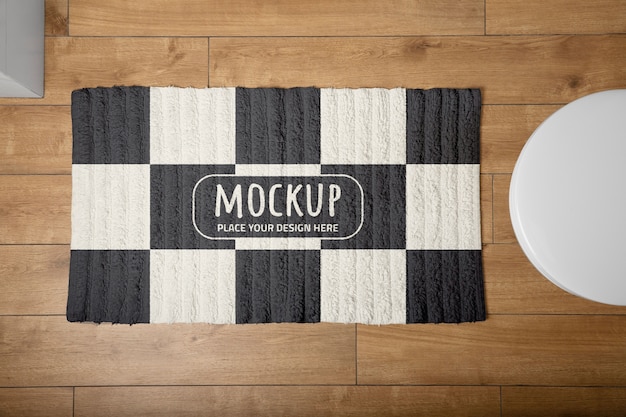 PSD bath rug mockup design