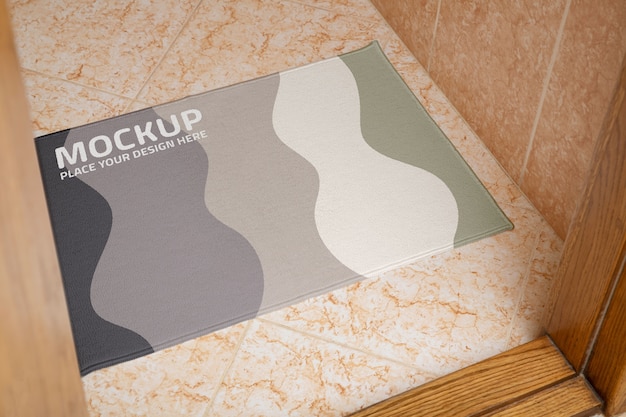 PSD mockup di design del tappeto da bagno