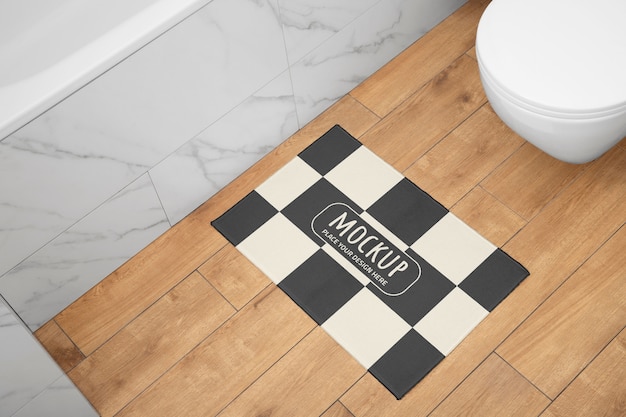 PSD mockup di design del tappeto da bagno