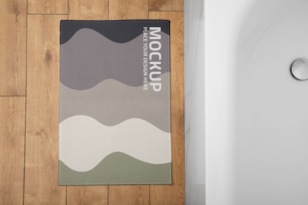 PSD bath rug mockup design