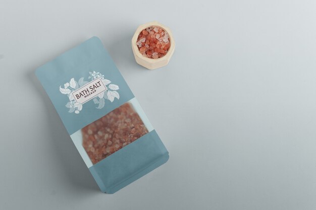 PSD bath salts mock-up design with packaging