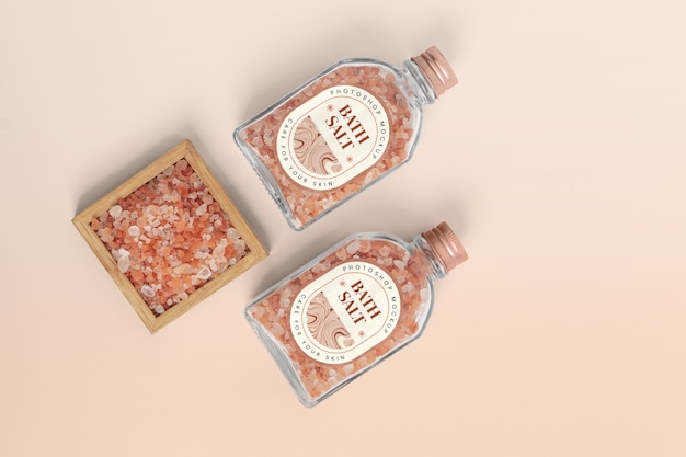 PSD bath salts mock-up design with packaging