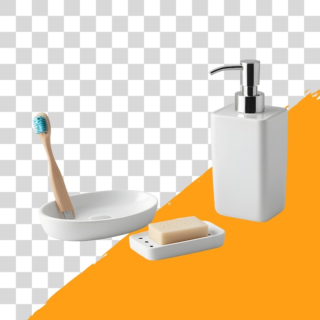 bathroom accessories soap dispensers toothbrush holders isolated on png transparent background