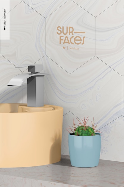 Mockup di piastrelle in ceramica per bagno, primi piani