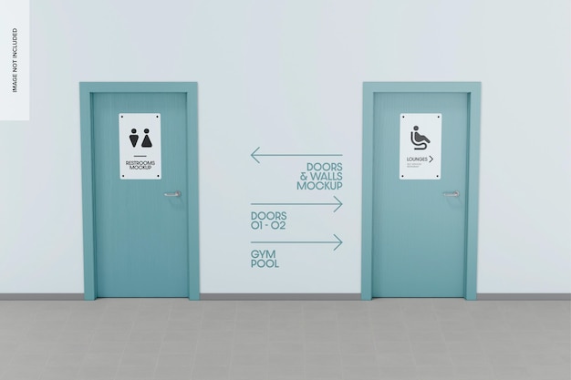 PSD bathroom doors mockup