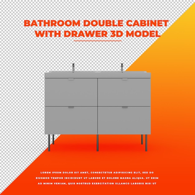 PSD bathroom double cabinet with drawer