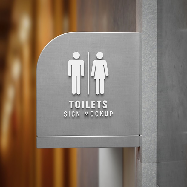 Bathroom sign indoors mockup