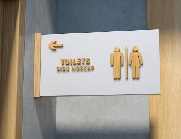 PSD bathroom sign indoors mockup