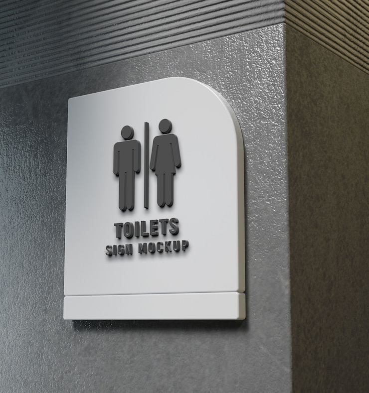 PSD bathroom sign indoors mockup