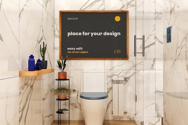 PSD mockup del telaio del poster del bagno 02