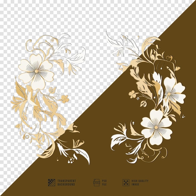 batik flower painting pattern image with artistic elements without background hd quality