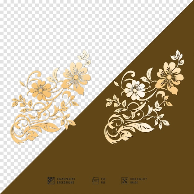 batik flower painting pattern image with artistic elements without background hd quality