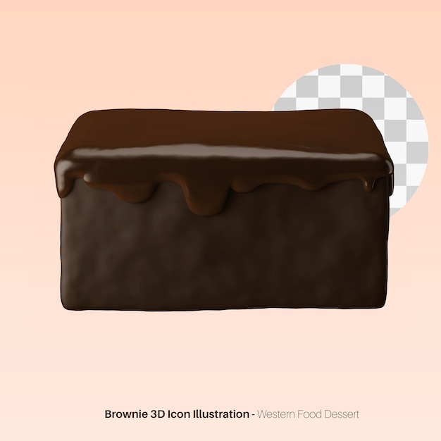 Batonik Czekoladowy Brownie Z Kapiącym Sosem Western Deser 3d Render Ikona Ilustracja