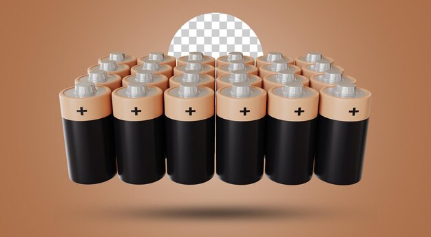 PSD batteries collection 3d rendering