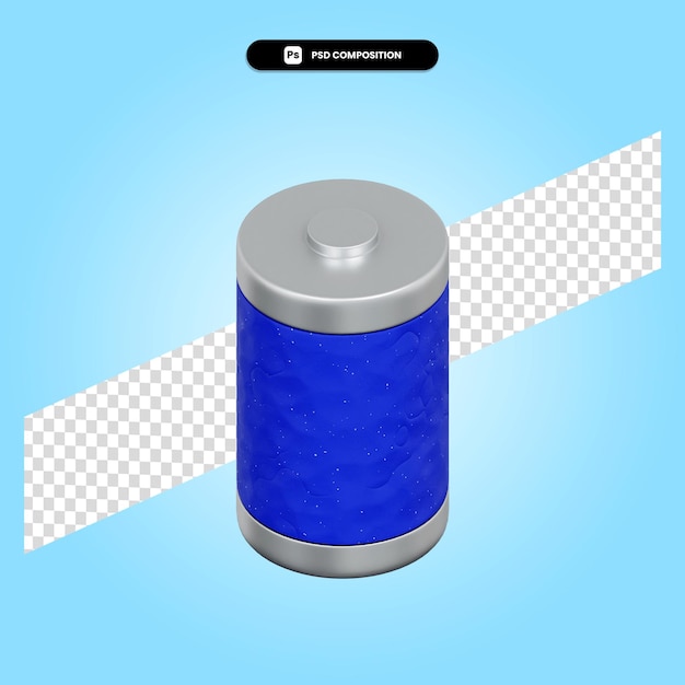 PSD battery 3d render illustration isolated