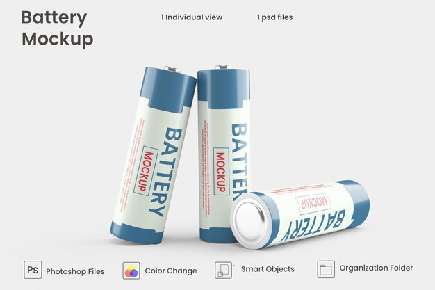 Battery cellular mockup in 3d render for product design