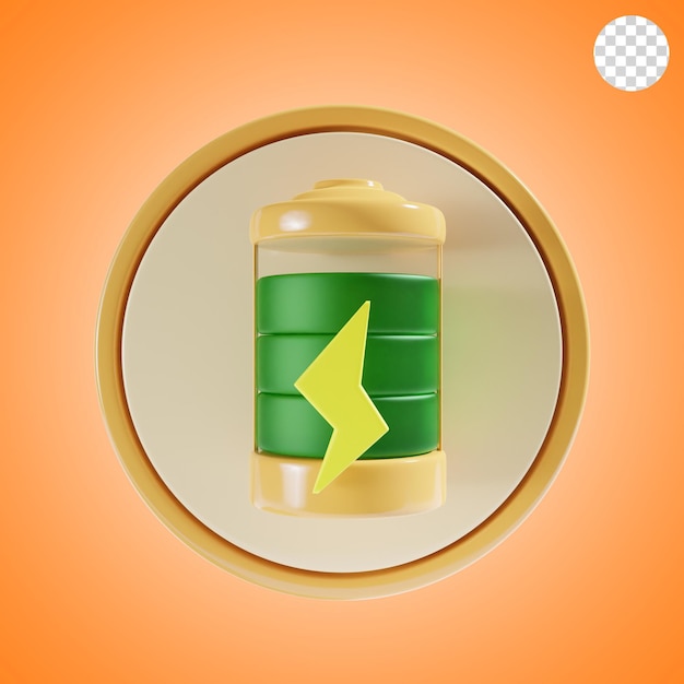 Battery charge with round background 3d icon