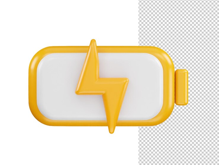 PSD battery charging icon 3d rendering vector illustration