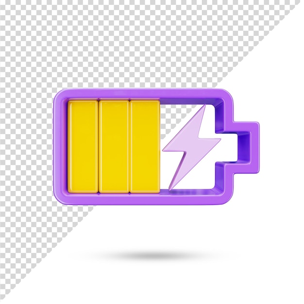 Battery half charged 3d transparent icon 3d rendered 3d symbol and sign