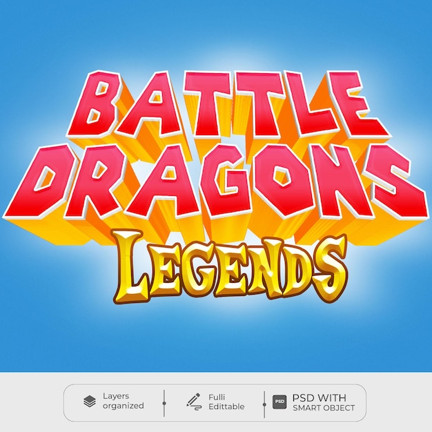 Battle Dragons-legendes 3D-teksteffectsjabloon